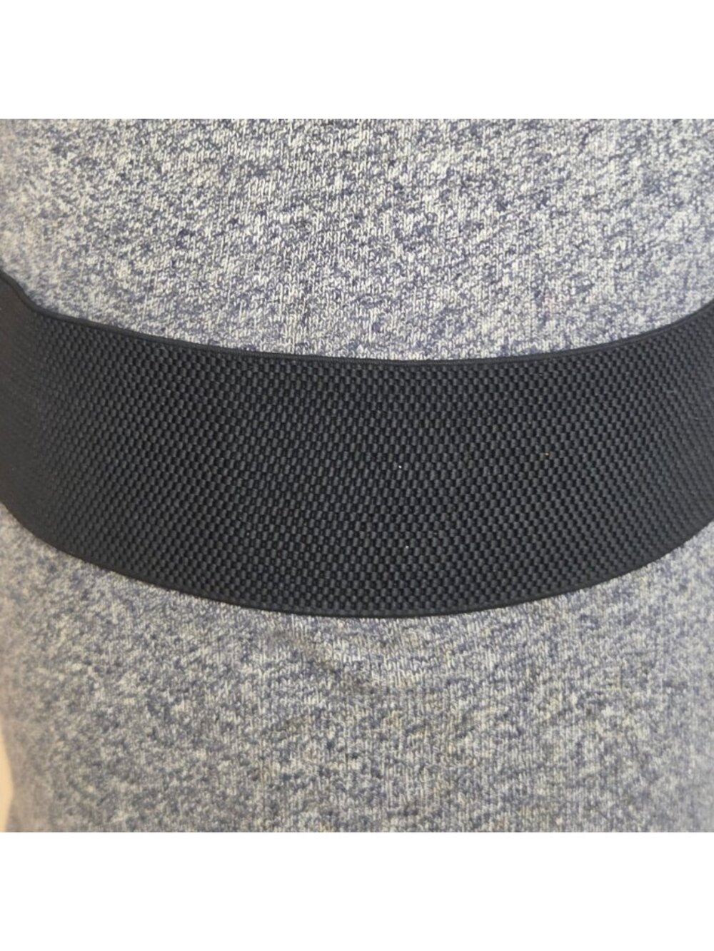 Black Womens Waist Belt Black Elastic Clear Gray Rhinestone Buckle Vintage - Picture 4 of 10
